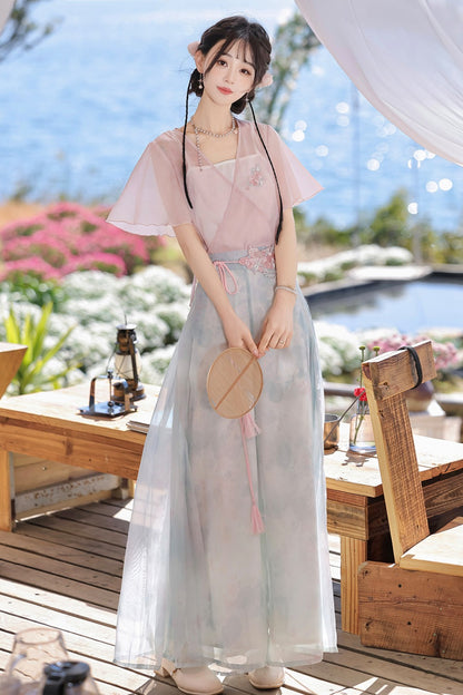 New Chinese Style Hanfu Top and Pants Set