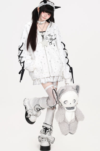 Star Night Hooded Jacket Skirt Set-Up