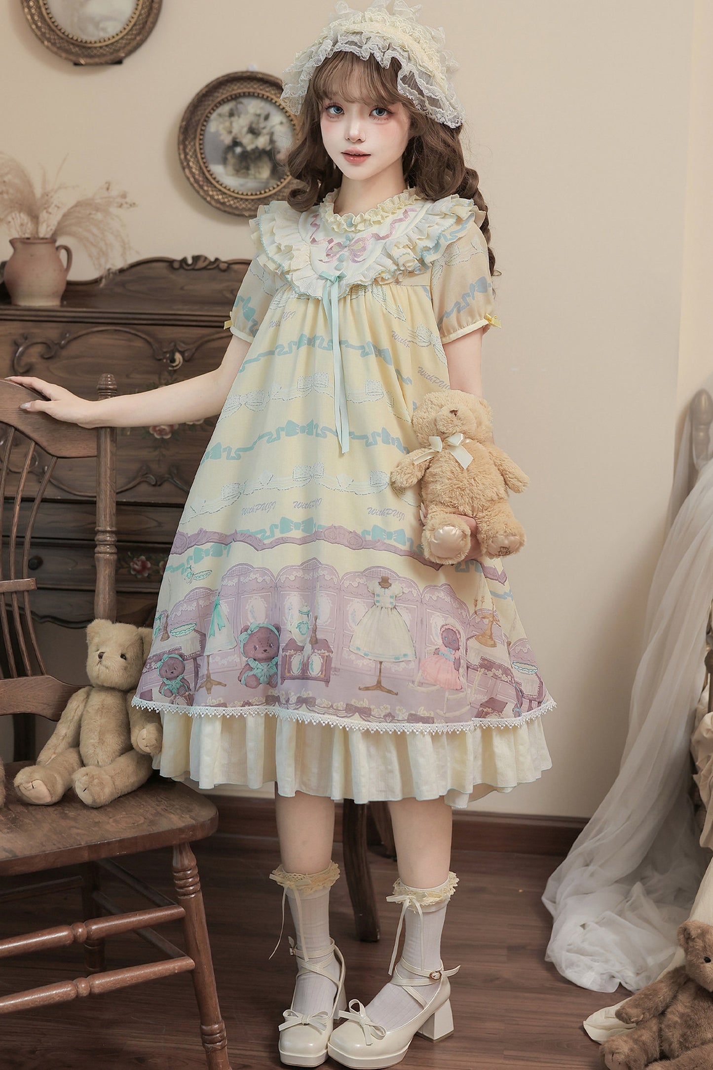Teddy Bear Print Doll Lolita Dress