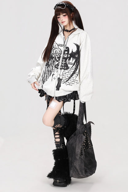 Devil Angel Kapuzenjacke im Destroyed-Look