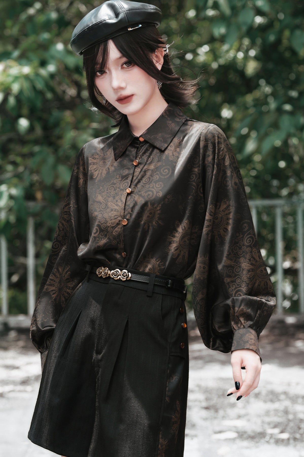 Mandala Lantern Sleeve Printed Shirt