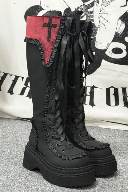 Gothic Cross Platform Boots