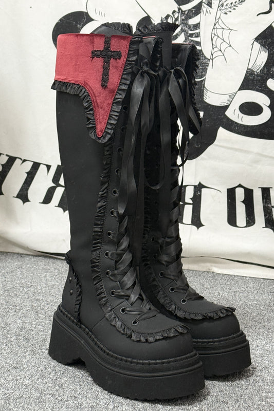 Gothic Cross Platform Boots