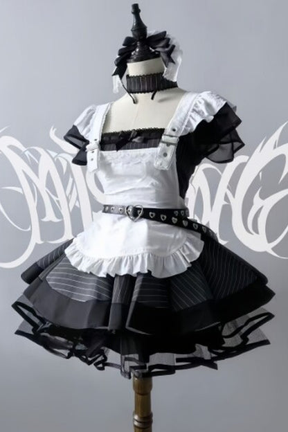 Striped Layered-Look Maid Dress