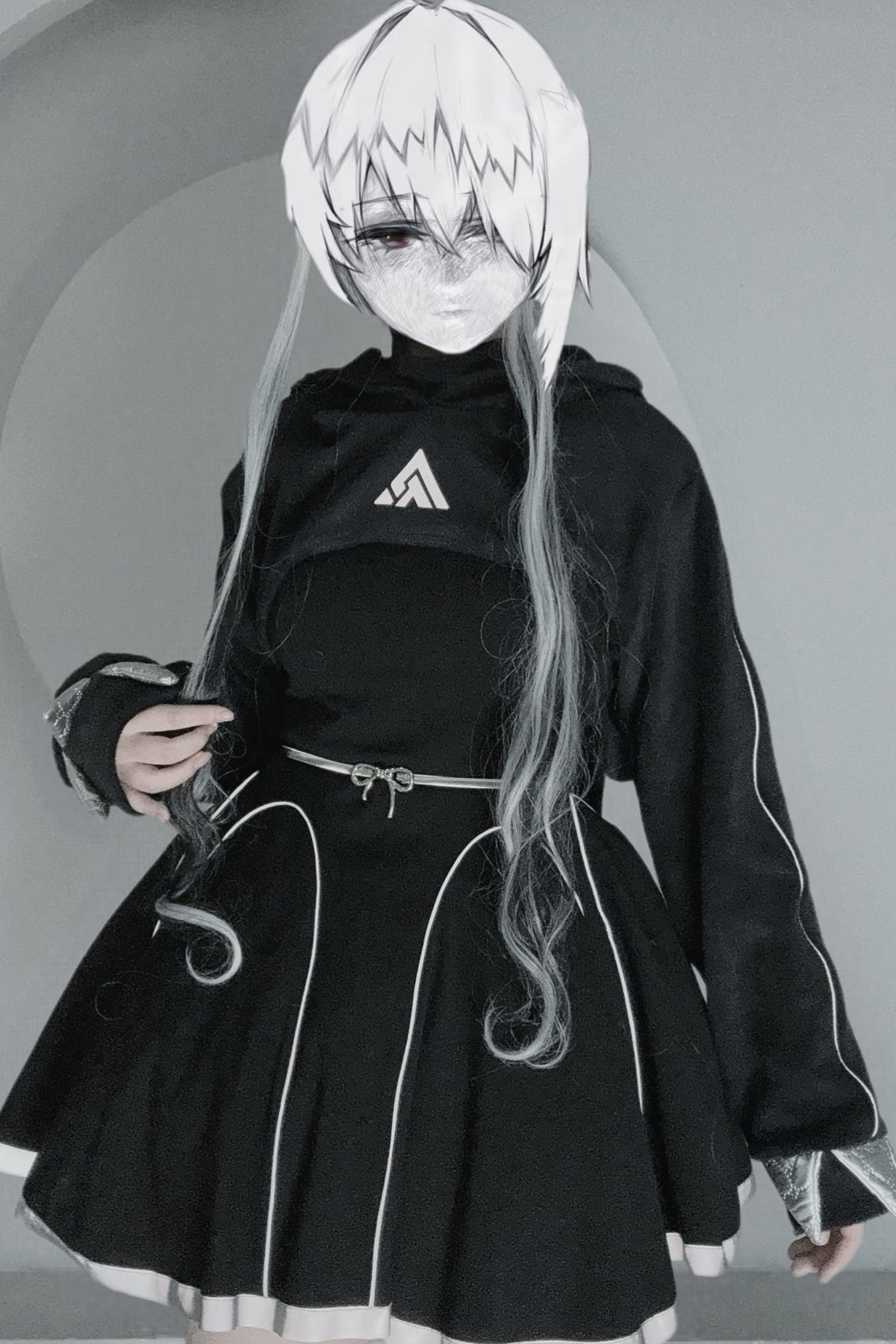 Oversize-Kapuzenoberteil mit Hasenohren und Krallen