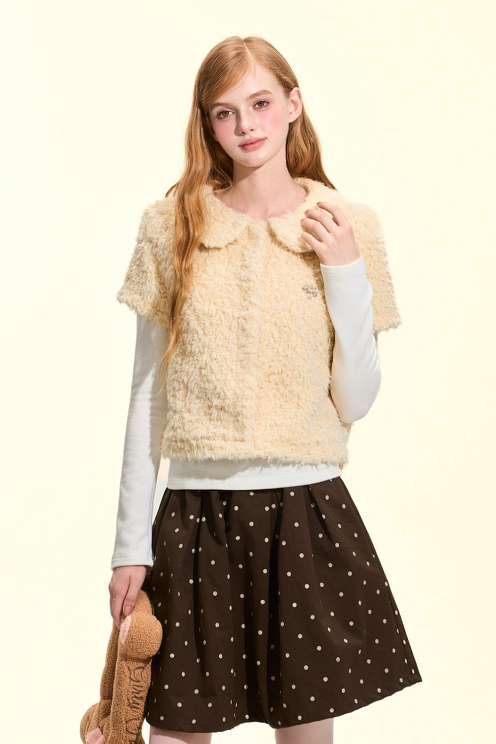 Brown Polka Dot A-Line Skirt