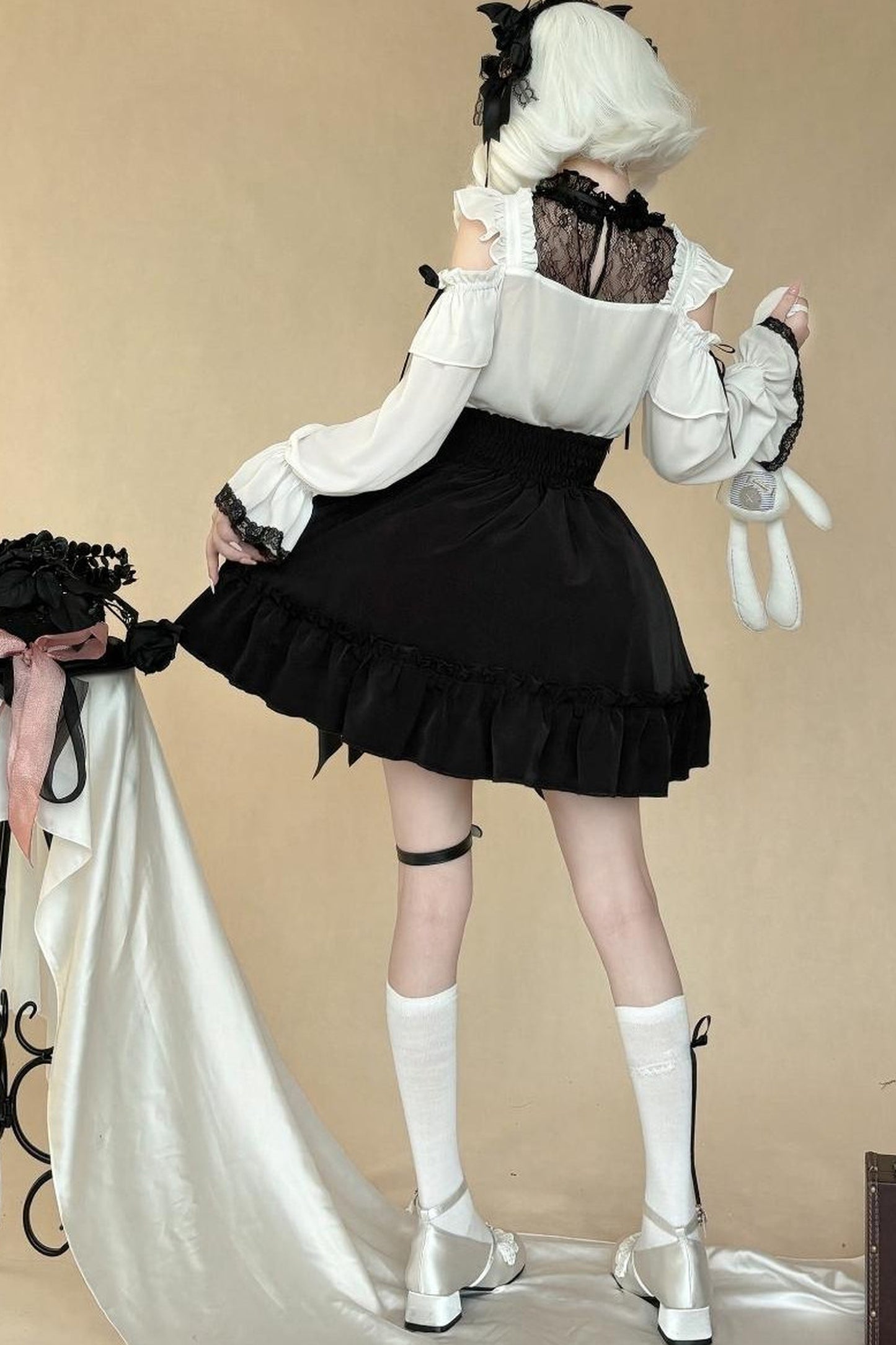 Gothic Lace Shirt + Lace Skirt