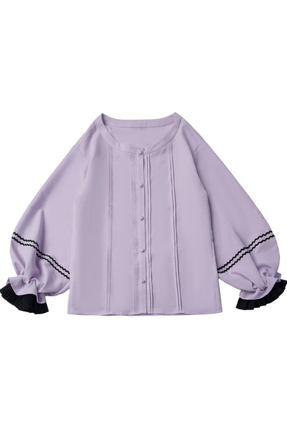 Purple Black Vine Flower Waist-Cinching Vest With Skirt and Jacket Set-Up