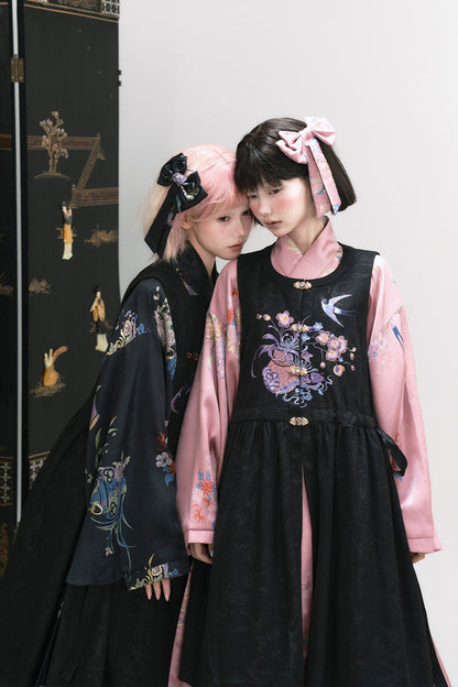 Floral Hanfu Puffy Dress Set