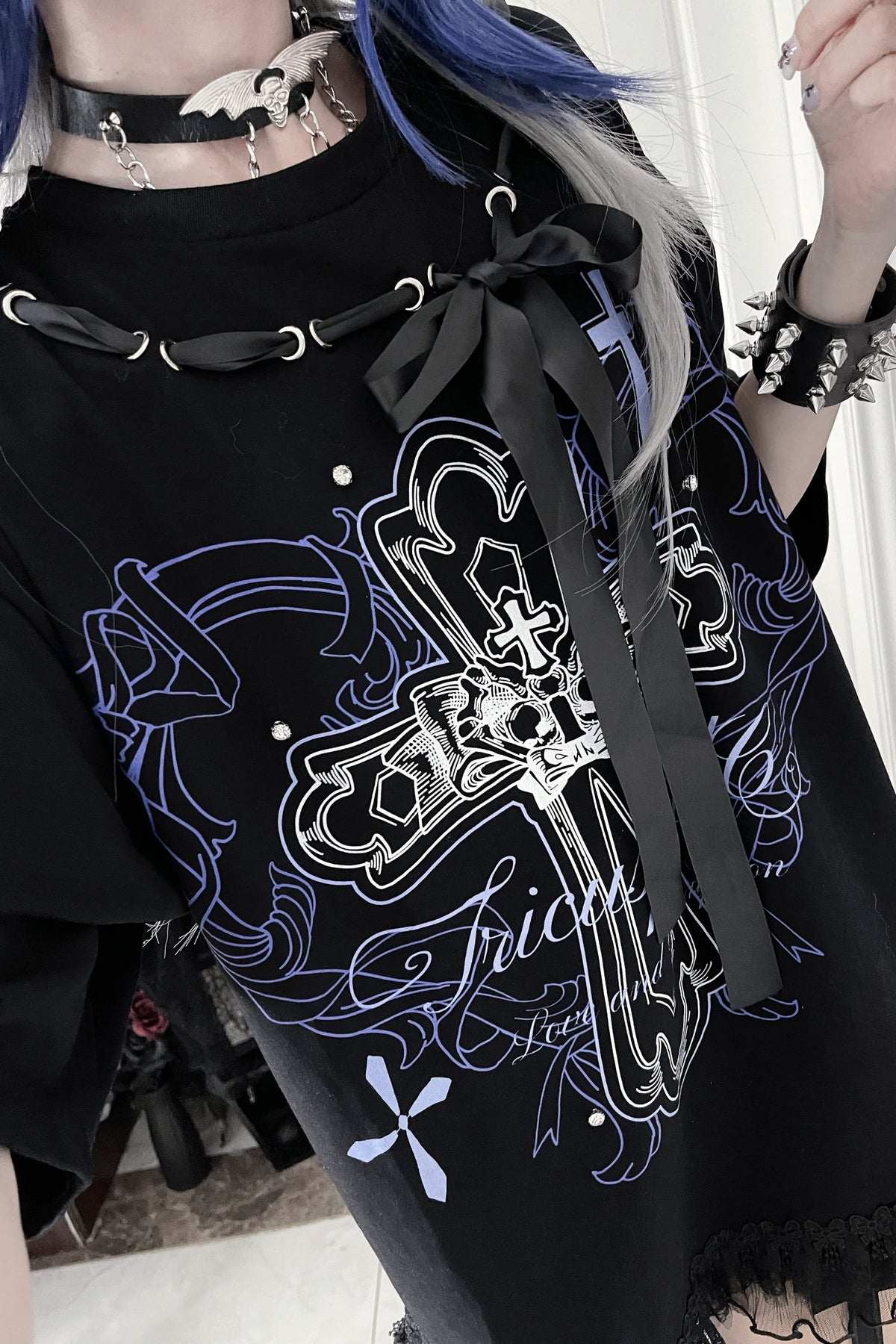 Camiseta holgada de manga corta Night Blood carta de amor