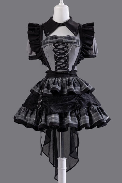 ミッドナイト小悪魔チェックアイドルロリータドレス