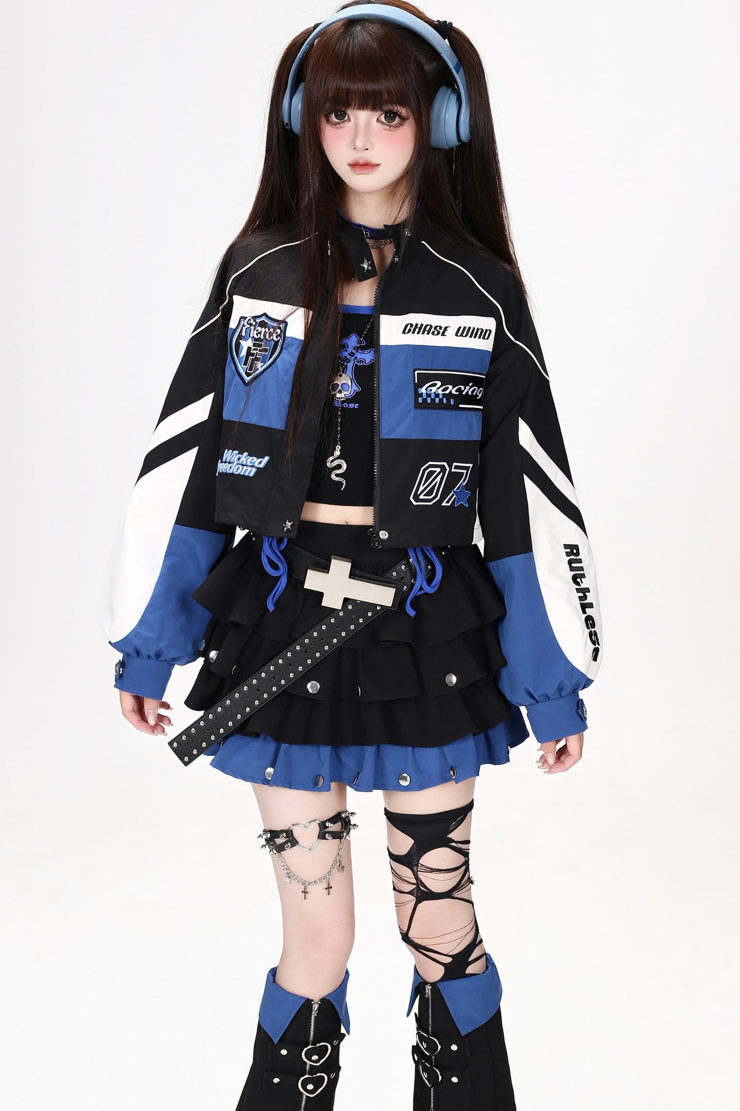 American Style Embroidered Short Jacket and Skirt Set-Up