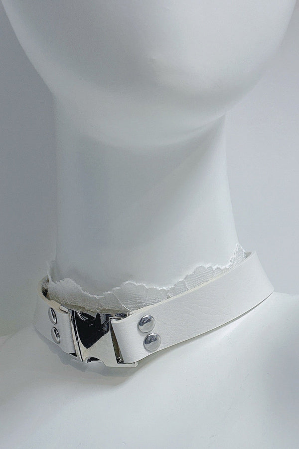 Mechanical Style Lace Leather Choker