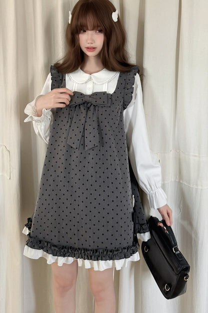 Layered-Look Polka Dot Dress