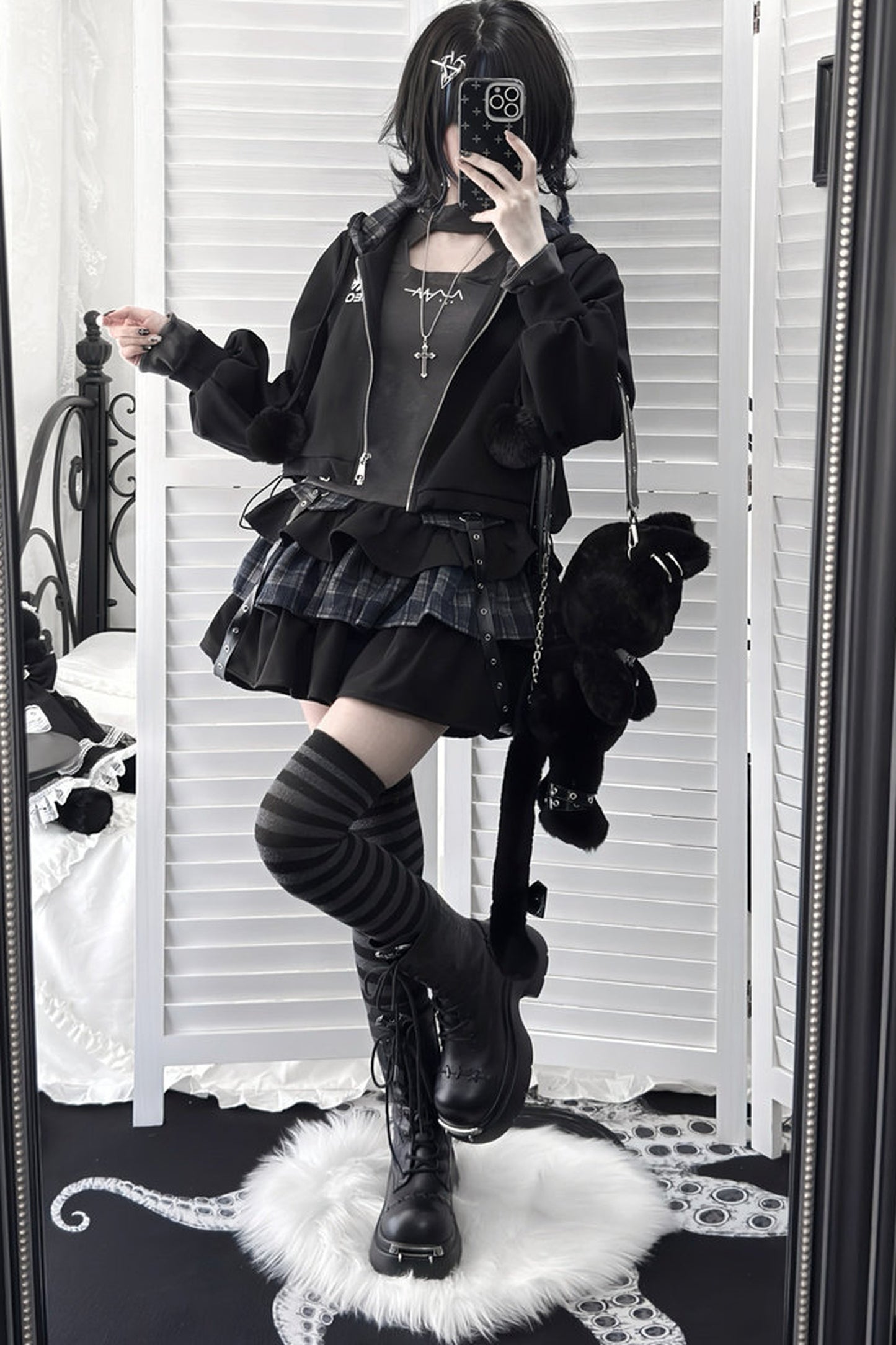 Spider Web Bat Nameplate Platform Boots