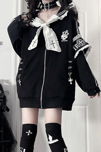 veste ample à col marin avec ruban style subculture