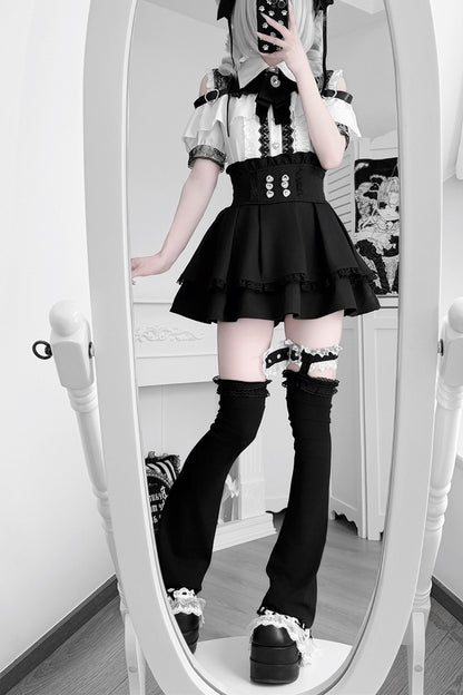 Cherry Short-Sleeve Shirt and Skirt Set-Up