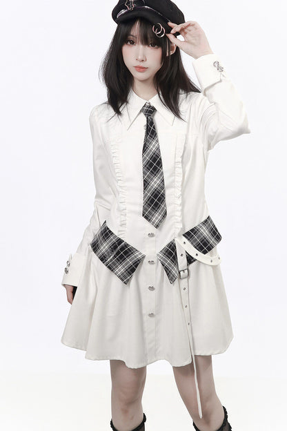 Striped Blazer Shirt Dress Set-Up