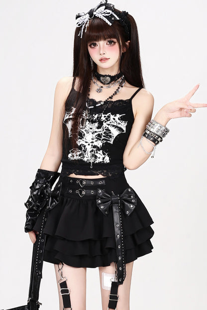 Midnight Rebel Bow Mini Skirt