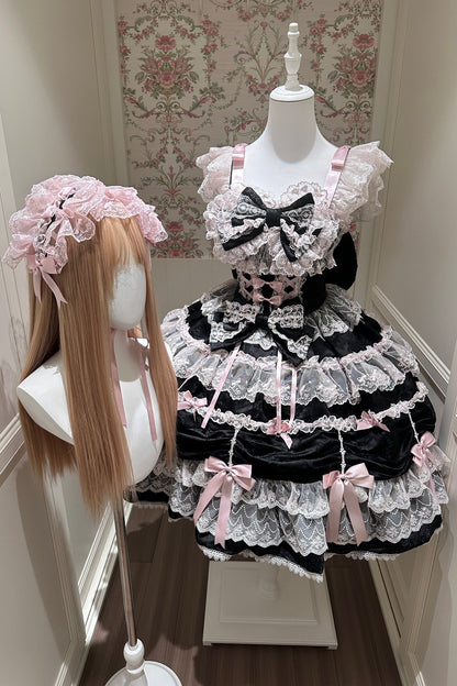 Silk Satin Doll-Like JSK Strap Dress