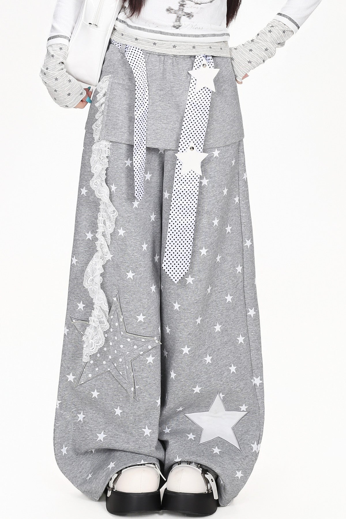 Star Patch Layered-Look Pants