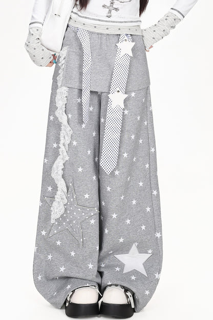 Star Patch Layered-Look Pants