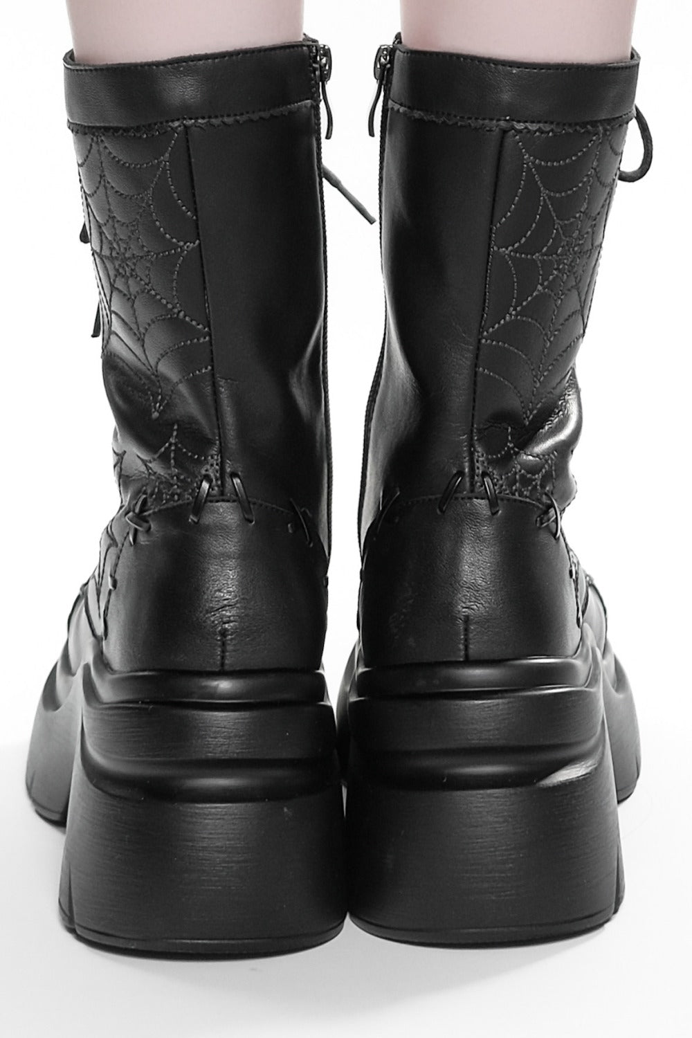 Spider Web Bat Nameplate Platform Boots