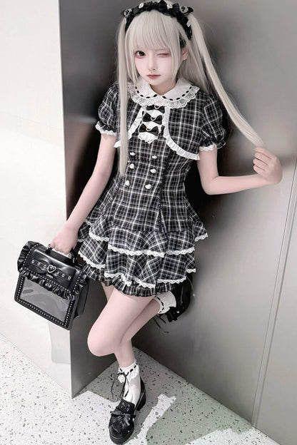 Checked Doll Jirai Kei Dress + Shorts