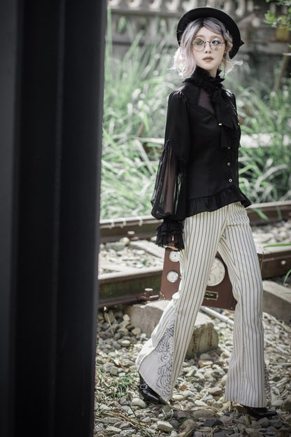 Striped Flared Suit Pants