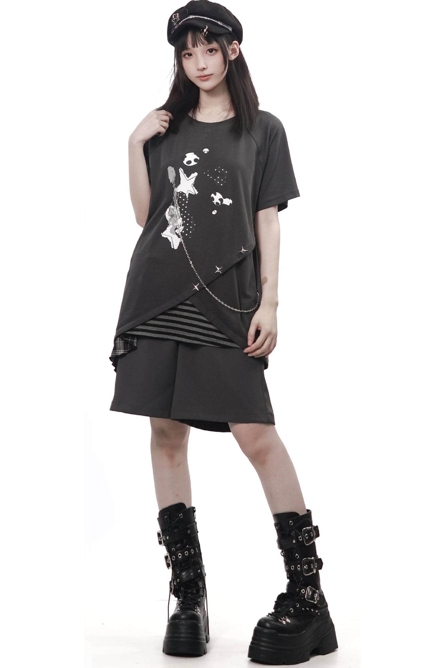 Rebellischer Akkord Raglan-Schal-Kurzarm-Hosen-Set