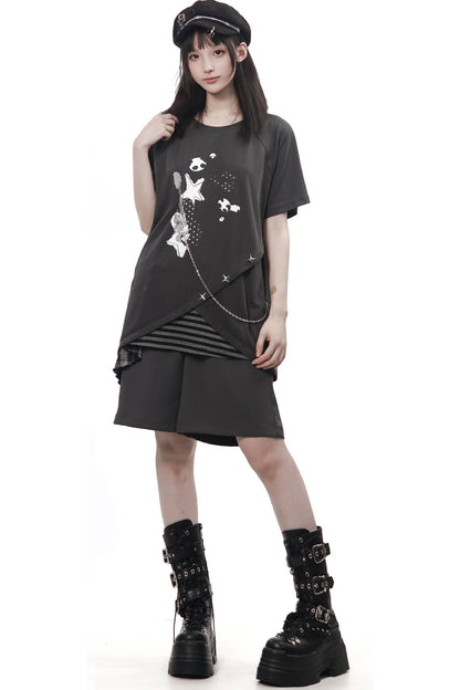 Rebellischer Akkord Raglan-Schal-Kurzarm-Hosen-Set