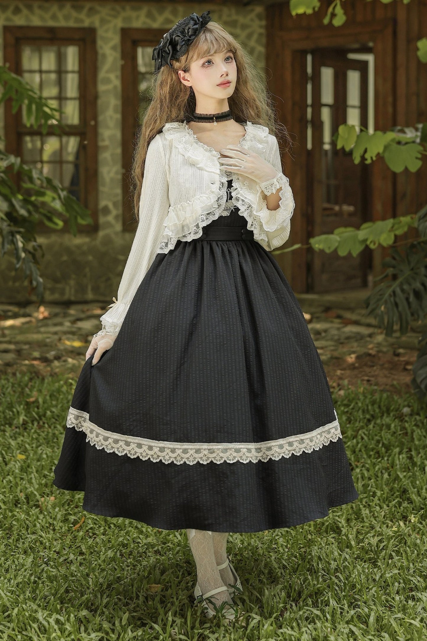 Twin Floral Basket Embroidered JSK Set-Up