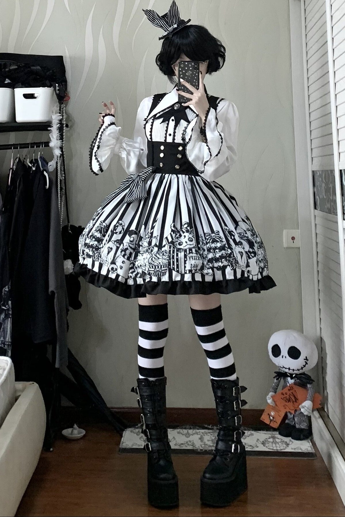 Weird Christmas Doll Bear Jsk Bustier Dress and Shirt Set-Up