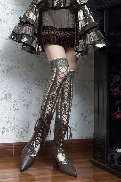 Gothic Pointed Toe Cut Out Boot Heels