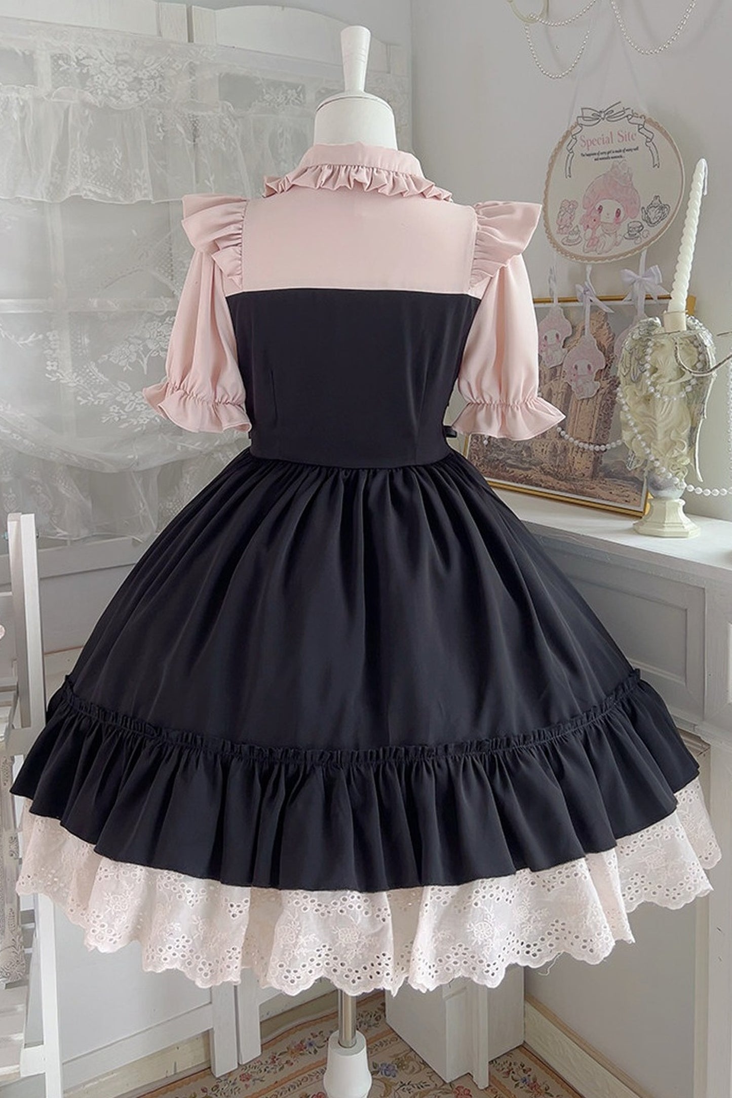 Lolita Lace Ribbon Ruffle Dress