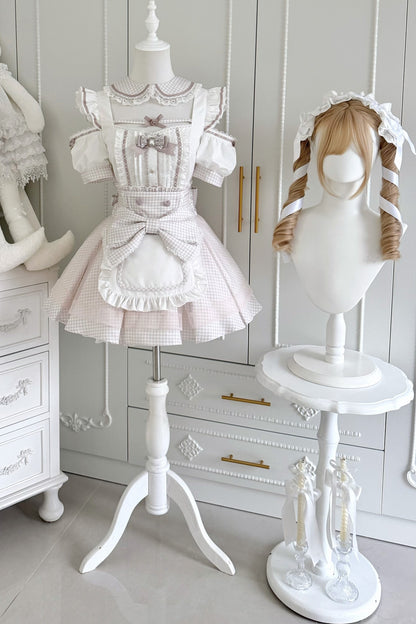 Ensemble haut à volants à carreaux style girly et minijupe à carreaux