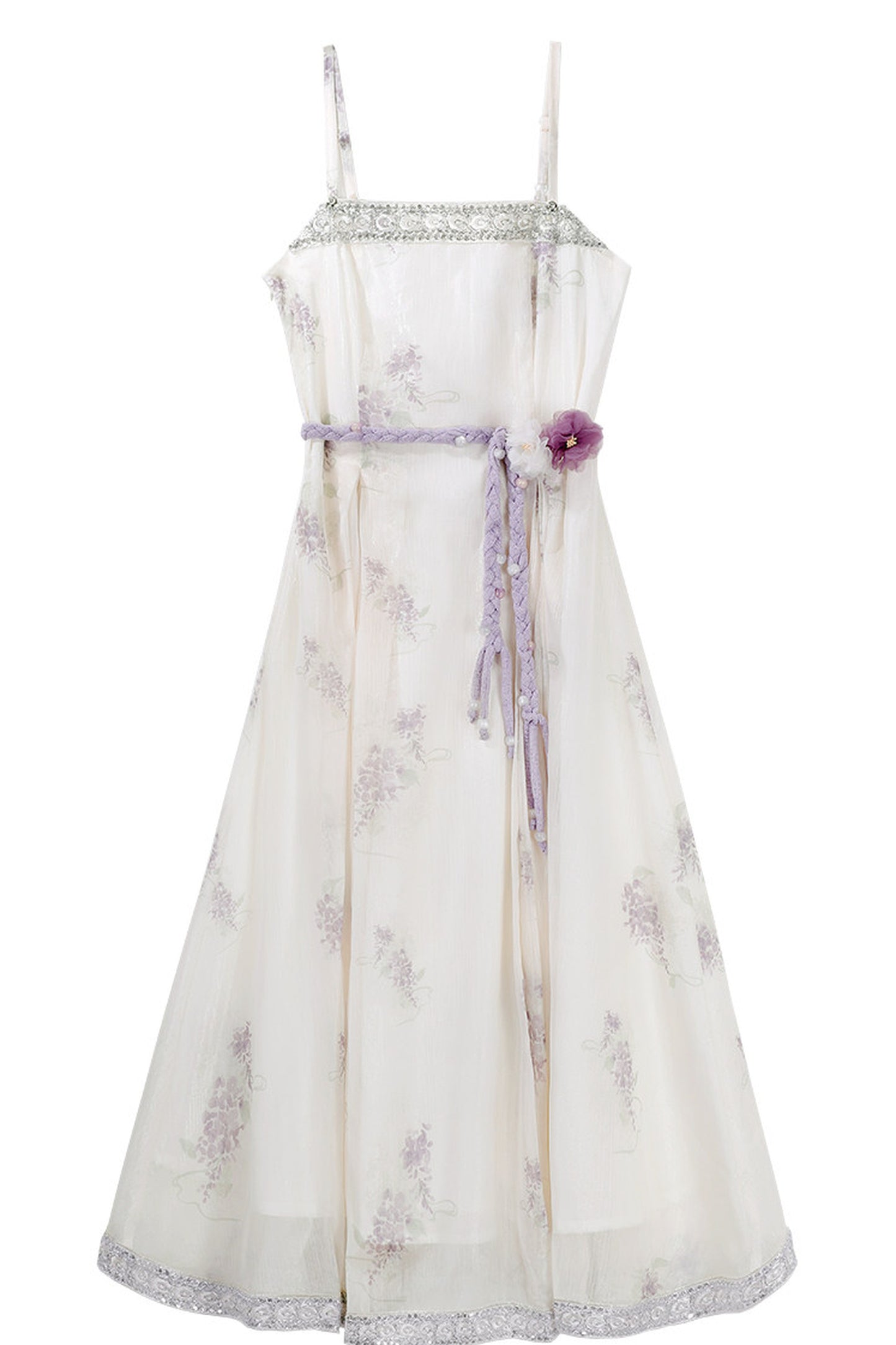 Wisteria Flower New Chinese Style Suspender Skirt and Top Set