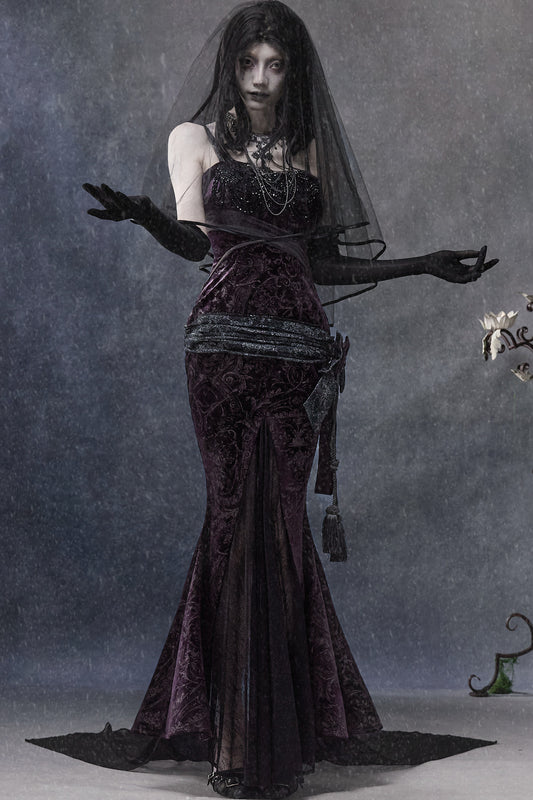 Gothic Velvet Fishtail Dress