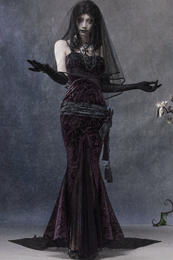 Gothic Velvet Fishtail Dress