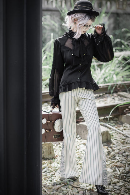 Striped Flared Suit Pants