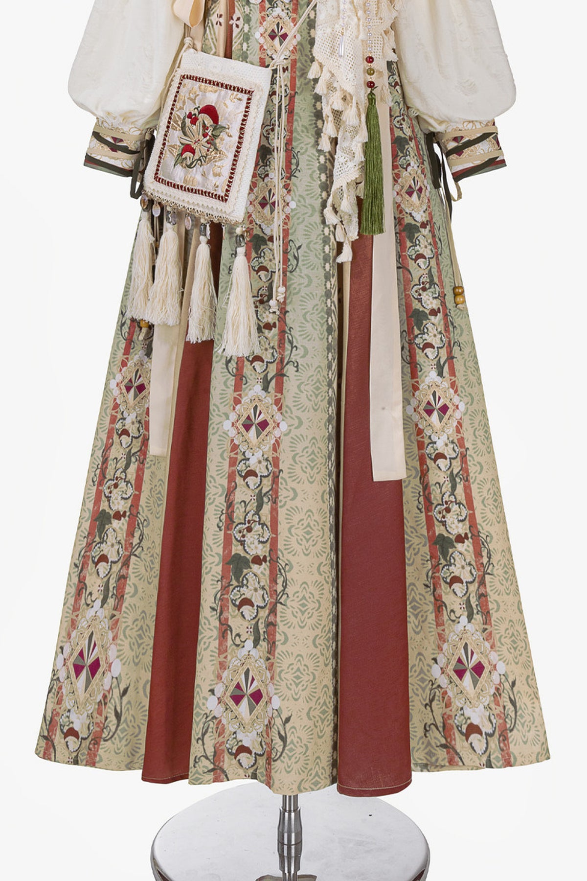 New Chinese Ethnic Top and Skirt Shawl Set-Up