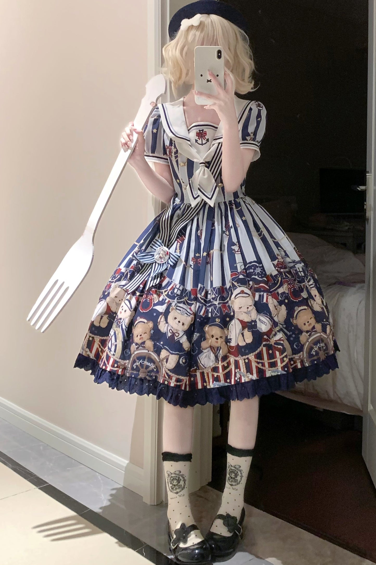 Navy Bear Sailor Collar Lolita Dress