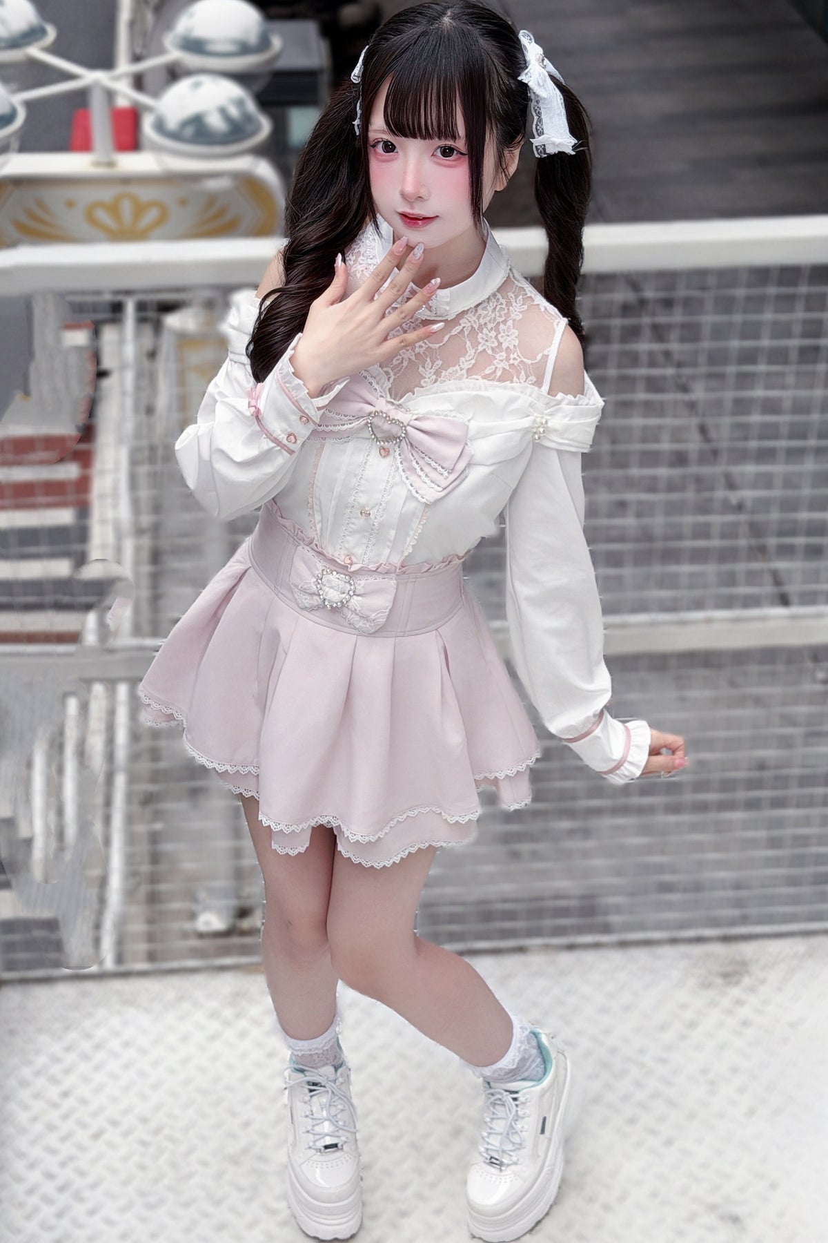 Japanese Lace Tencel Shirt And Skirt Set