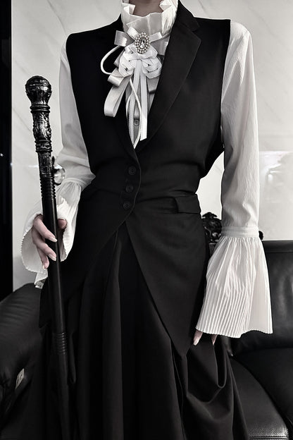 Pleated Bell Sleeve Blouse