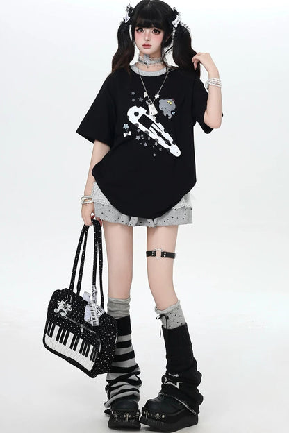 ねこクリップサブカルルーズTシャツ
