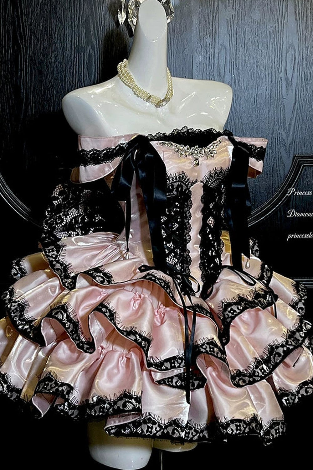 [Pre-order Item] Romantic Lace Mini Lolita Dress + Ribbon Train
