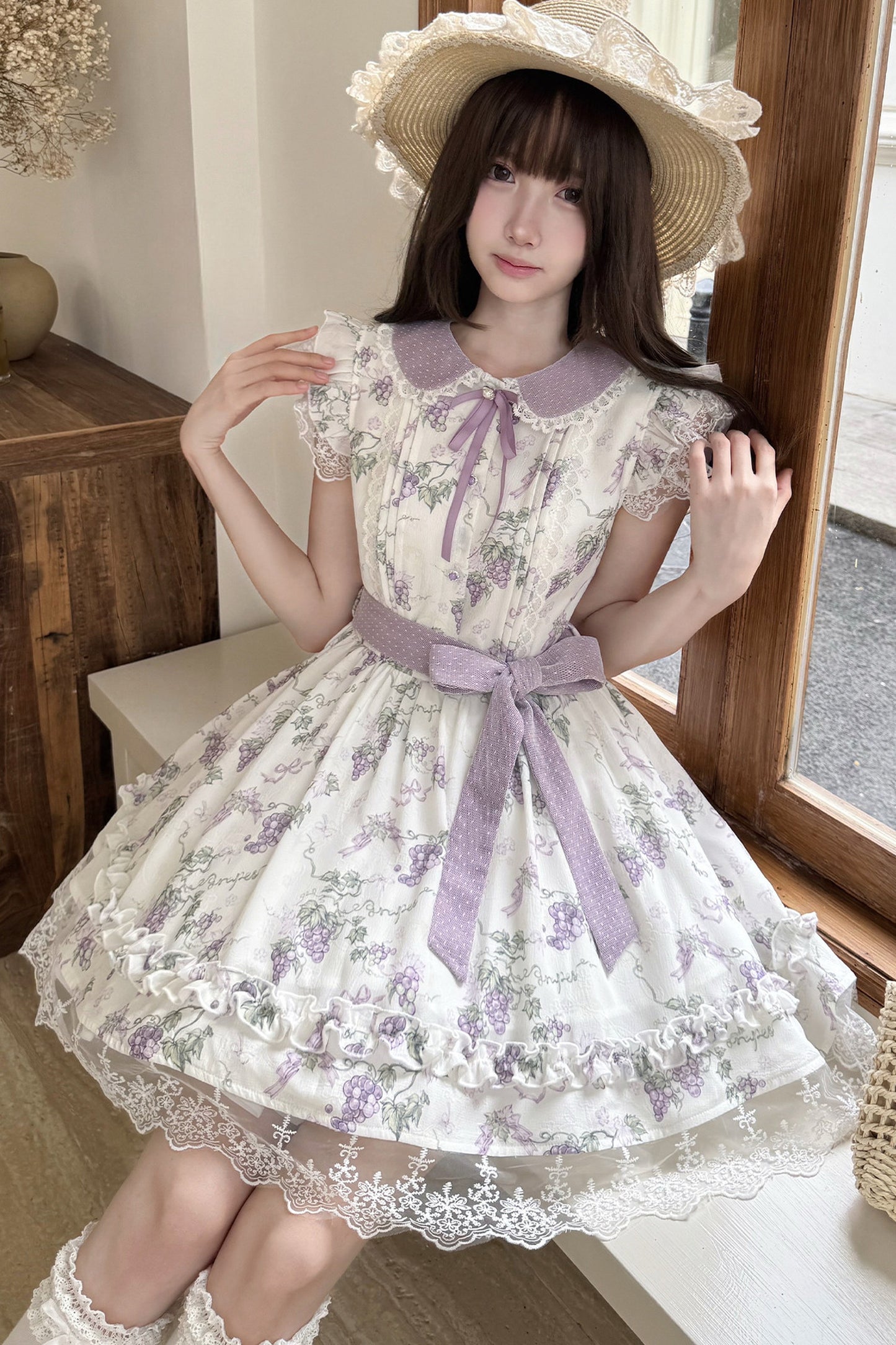 Grape Vine Floral Lace Dress