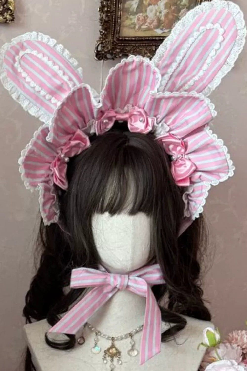 【4月29日予約締切】ストロベリーラビットシリーズうさ耳ボンネット＋アクセサリー