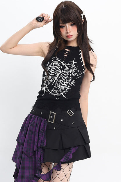 Ripped Long Sleeve Blouse With Short Skirt and Jacket Set-Up