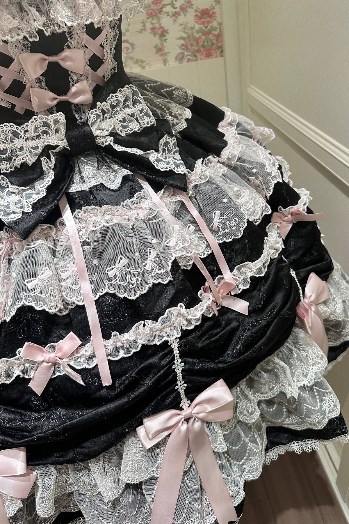 Silk Satin Doll-Like JSK Strap Dress